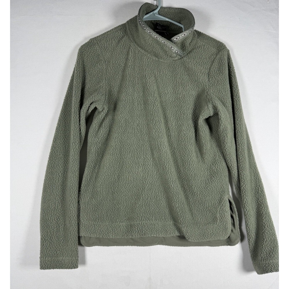 Kuhl Hygge Snap Zip Fleece Jacket Sz XS Green Sherpa Pullover Boxy Aztec Accent